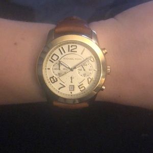 Michael Kors Camel Leather Gold face watch